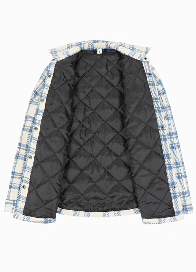 Women's Quilted Lined Snap Button Shirt Jacket