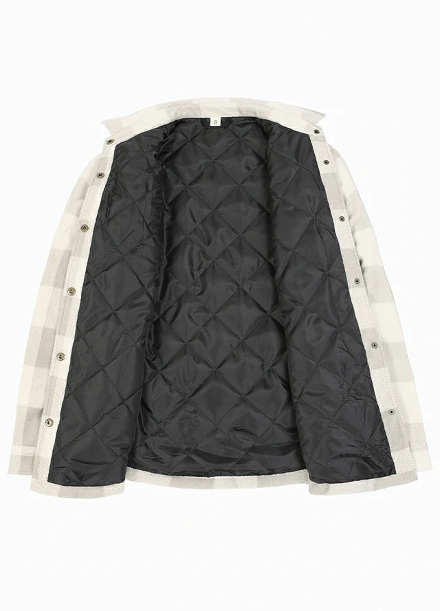 Women's Quilted Lined Snap Button Shirt Jacket