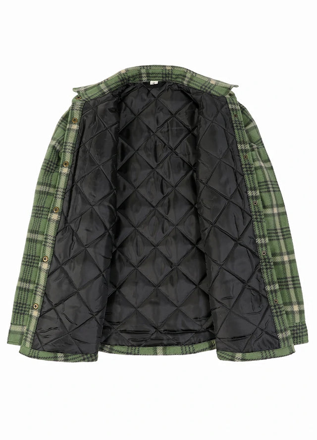 Women's Quilted Lined Snap Button Shirt Jacket