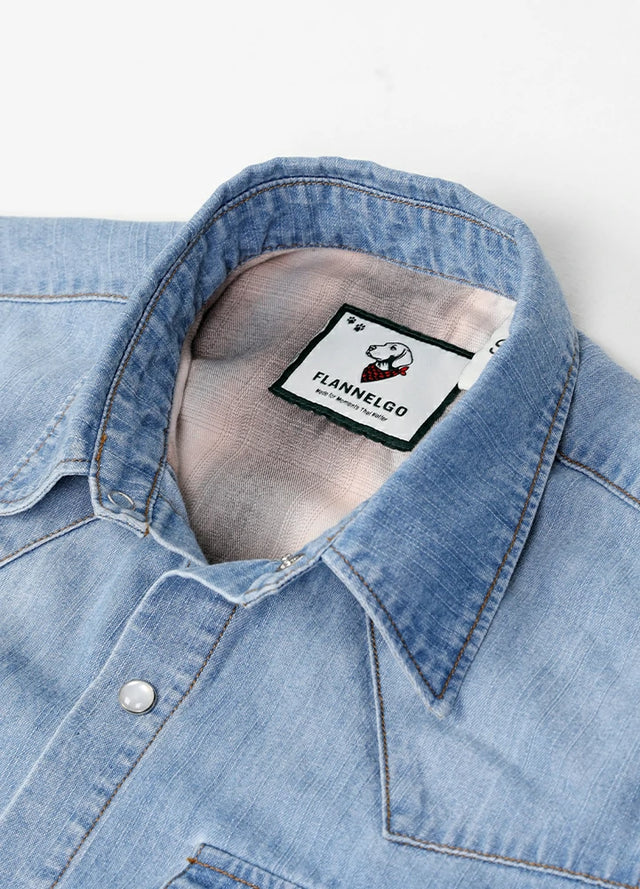 Men's Retro Pearl Snap Denim Western Shirt