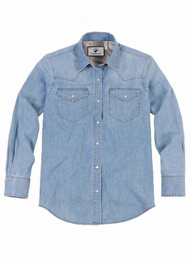 Women's Retro Pearl Snap Denim Western Shirt
