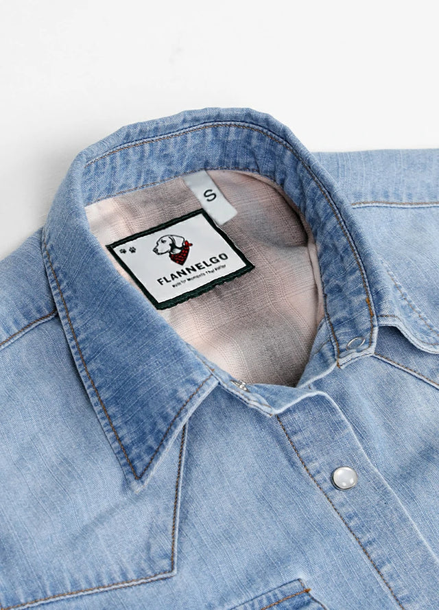 Women's Retro Pearl Snap Denim Western Shirt