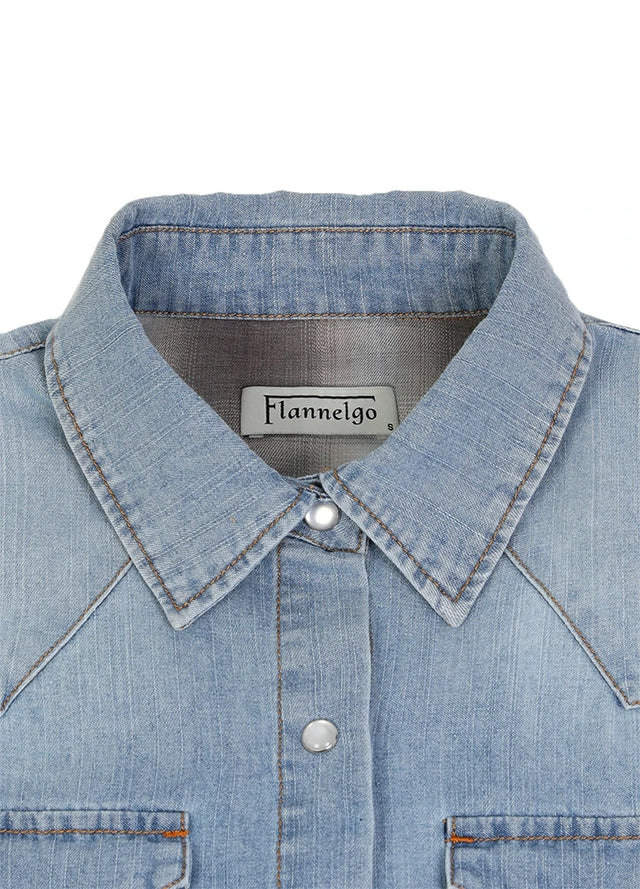 Women's Retro Pearl Snap Denim Western Shirt