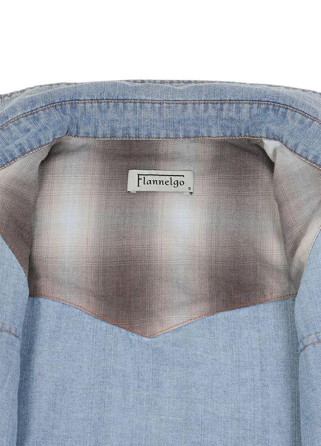 Women's Retro Pearl Snap Denim Western Shirt
