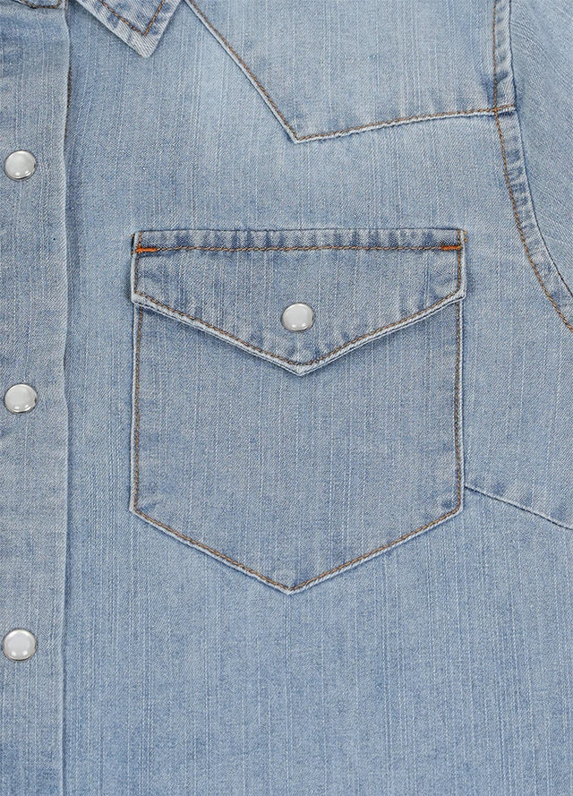 Women's Retro Pearl Snap Denim Western Shirt