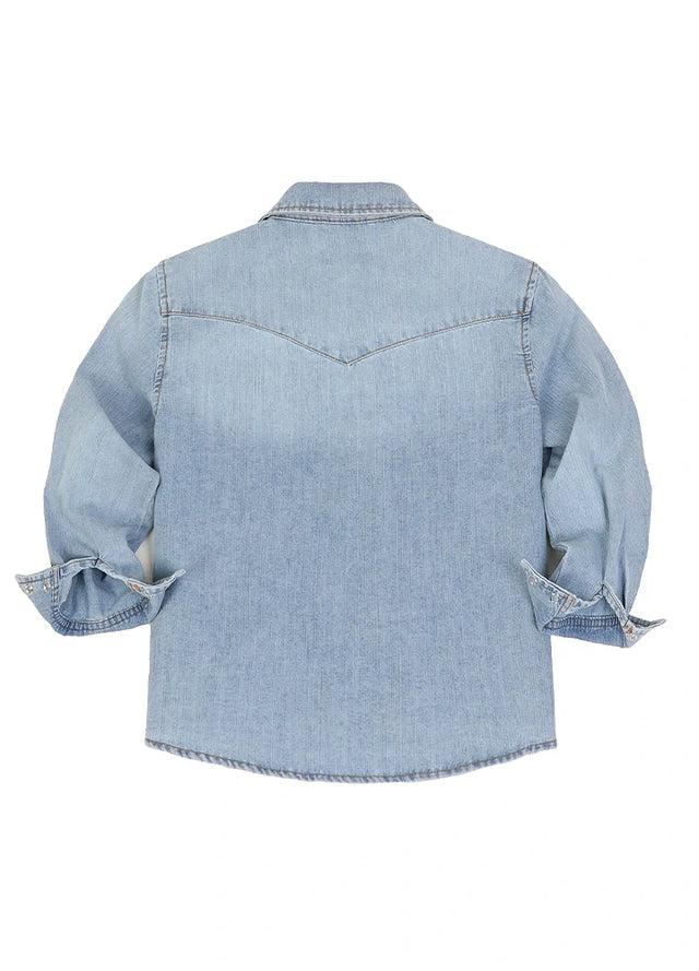 Kids Retro Pearl Snap Denim Western Shirt