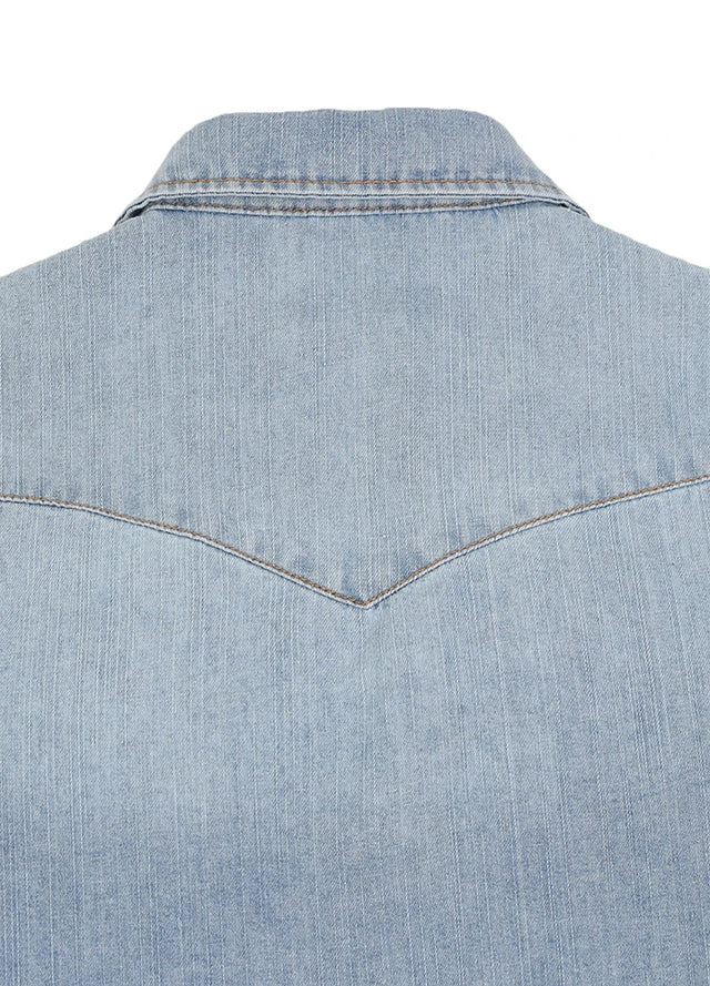 Kids Retro Pearl Snap Denim Western Shirt