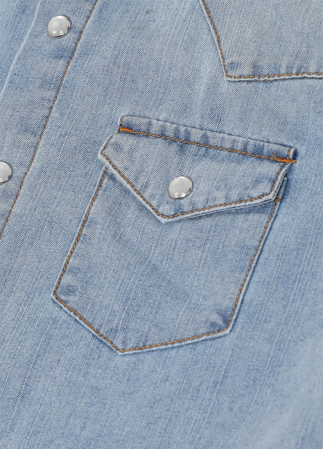 Kids Retro Pearl Snap Denim Western Shirt