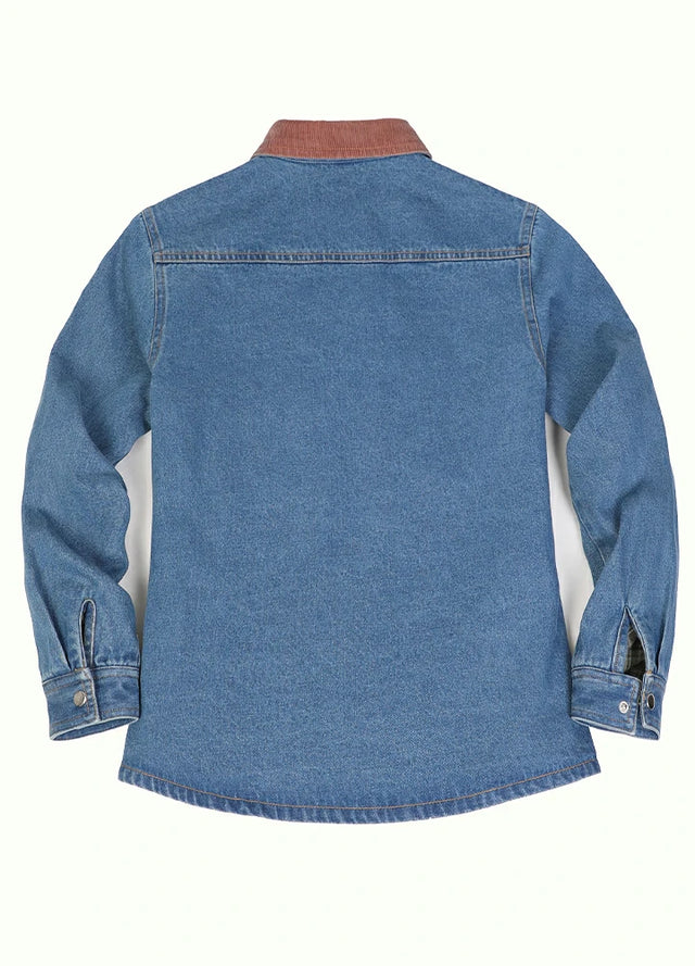 Women's Workwear Flannel Lined Denim Shirt Jacket, Snap Button