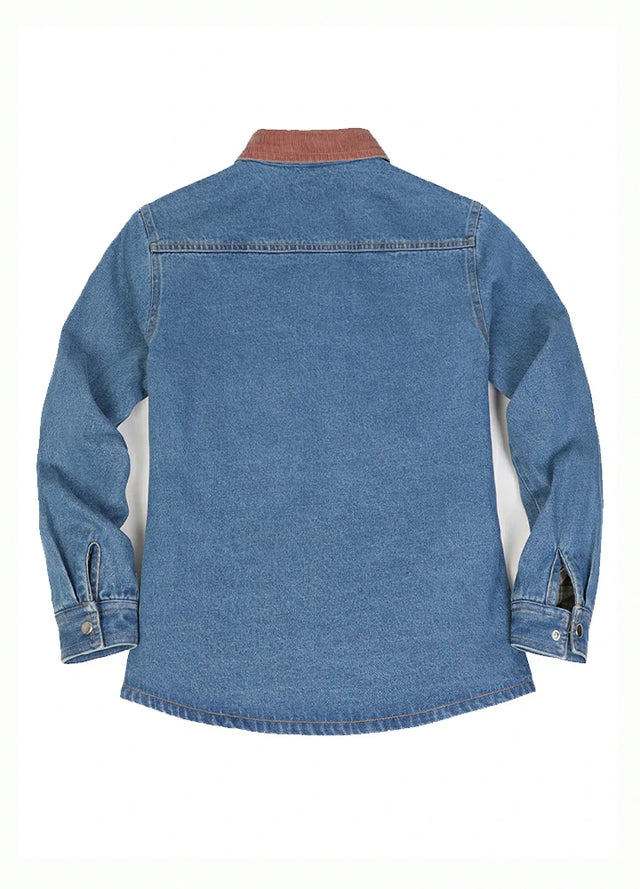 Women's Workwear Flannel Lined Denim Shirt Jacket, Snap Button