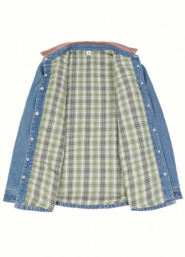 Women's Workwear Flannel Lined Denim Shirt Jacket, Snap Button