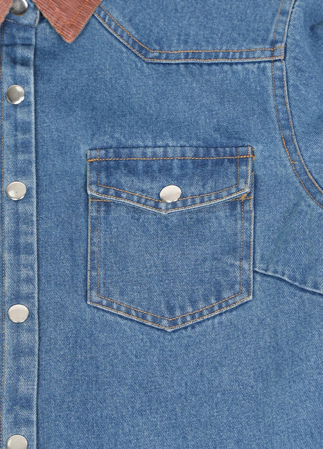 Women's Workwear Flannel Lined Denim Shirt Jacket, Snap Button