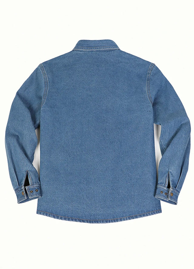 Men's Classic Denim Flannel Lined Shirt Jacket, Snap Button