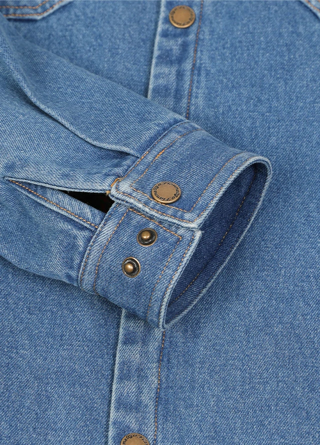 Men's Classic Denim Flannel Lined Shirt Jacket, Snap Button