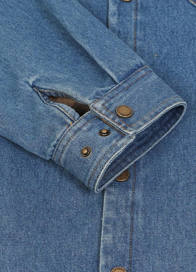 Kid's Classic Denim Flannel Lined Snap Button Shirt Jacket