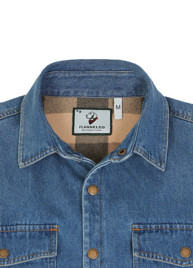 Kid's Classic Denim Flannel Lined Snap Button Shirt Jacket
