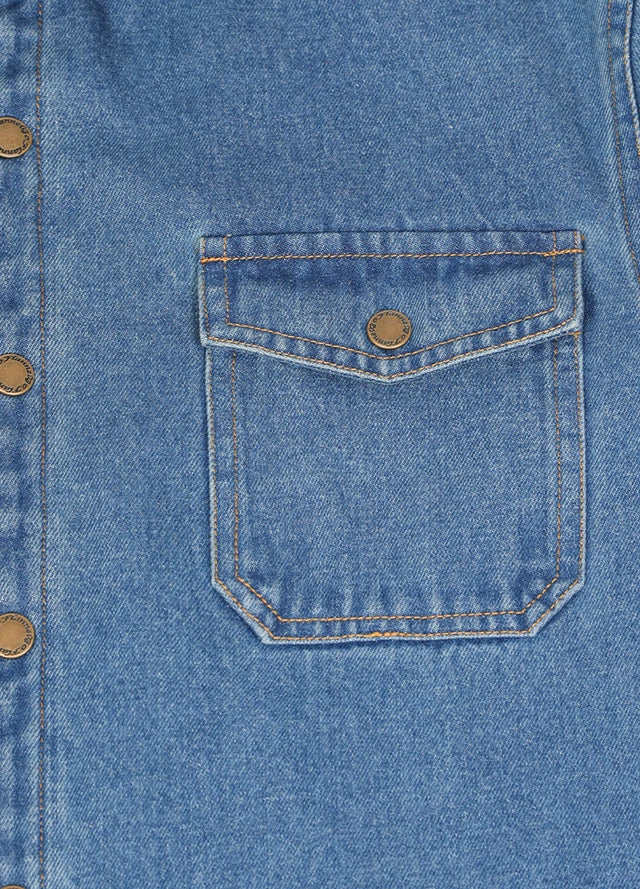 Men's Classic Denim Flannel Lined Shirt Jacket, Snap Button