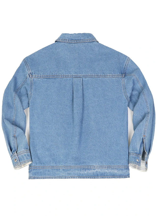 Women's Washed Denim Snap Button Jacket