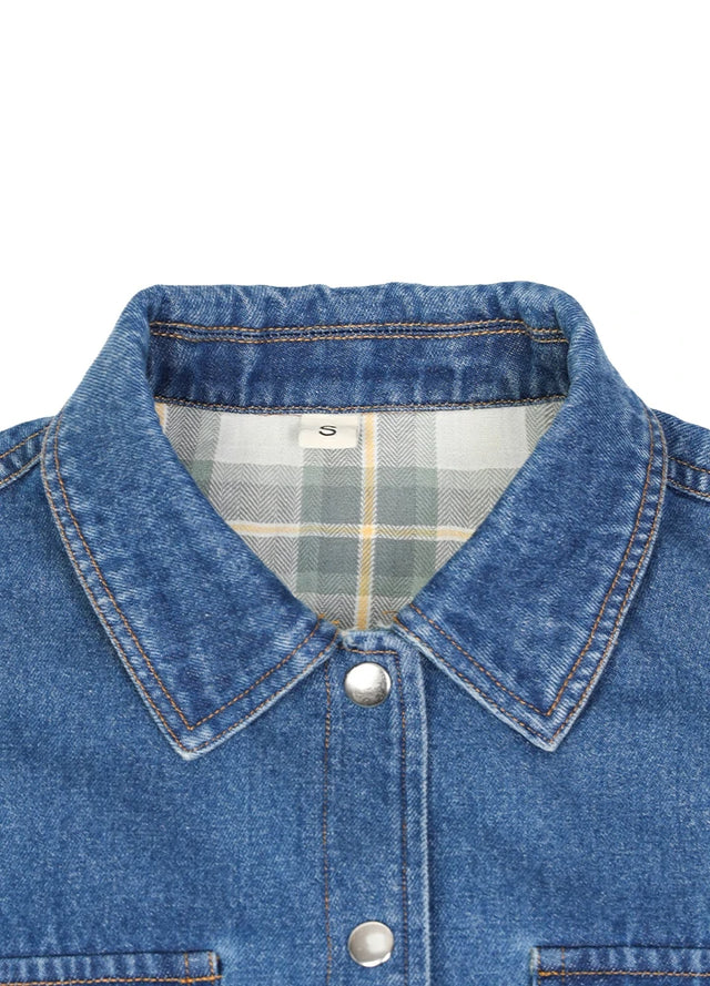 Women's Washed Denim Snap Button Jacket