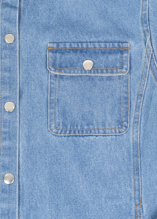 Women's Heritage Washed Denim Snap Oversized Shirt Jacket