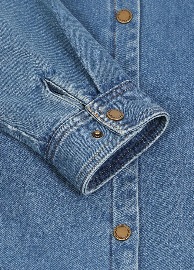 Women's Classic Denim Flannel Lined Shacket, Snap Button
