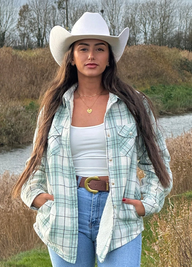 Women's Cozy Flannel Shirt Jacket,Sherpa-Lined Jacket