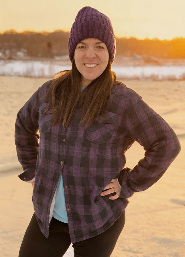 Women's Flannel Shirt Jacket,Sherpa-Lined Plaid