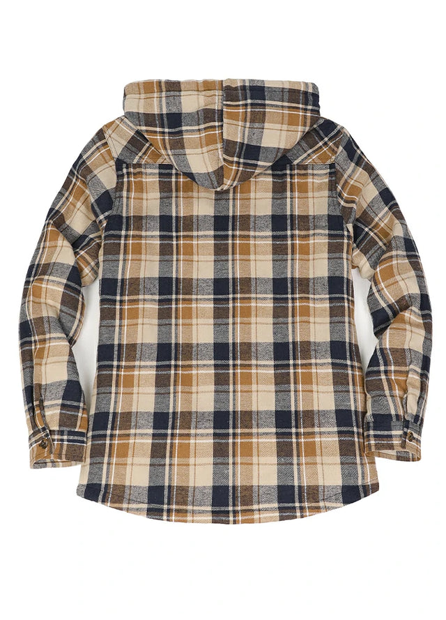 Women's Sherpa-Lined Flannel Jacket Full Zip Up Hooded Plaid Shirt