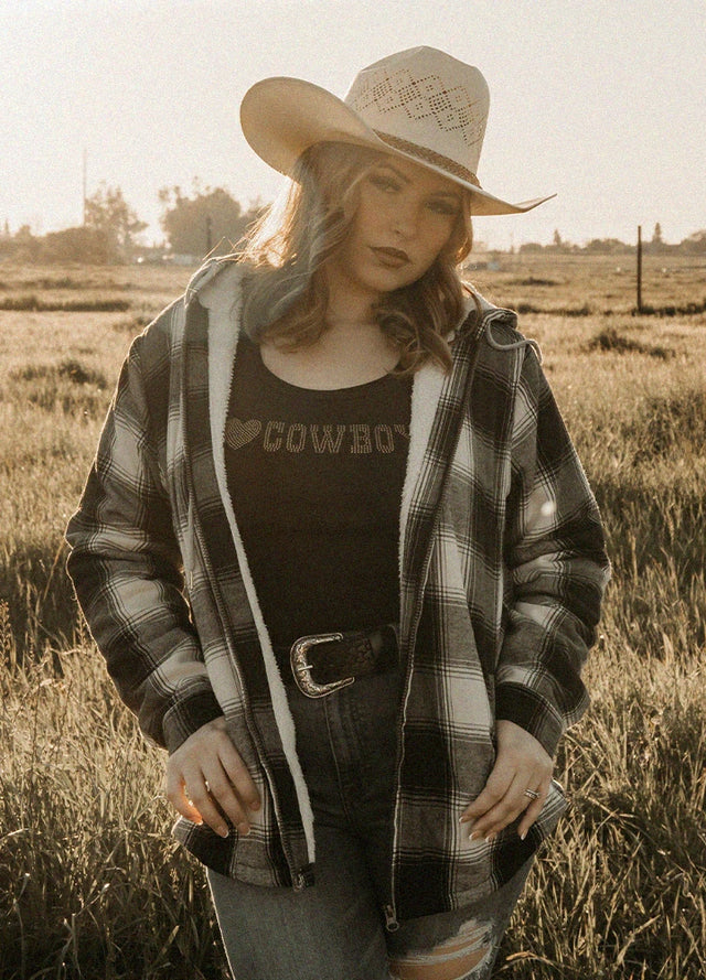 Women's Sherpa-Lined Flannel Jacket Full Zip Up Hooded Plaid Shirt