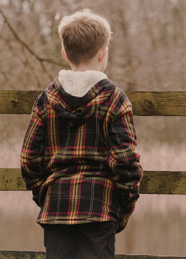 Boys Sherpa Lined Flannel Jacket,Full Zip Up Plaid