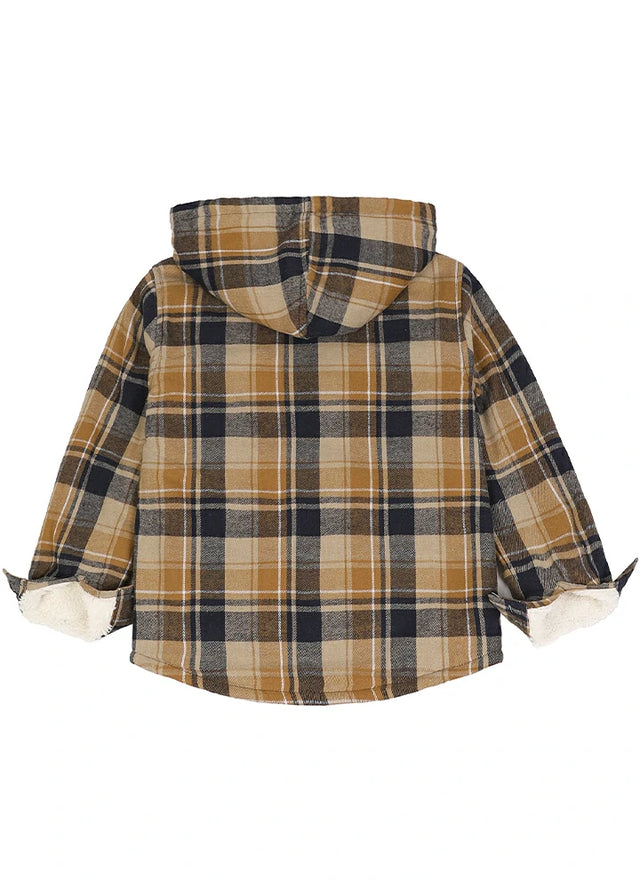 Boys Full Zip Up Sherpa Lined Plaid Flannel Jacket