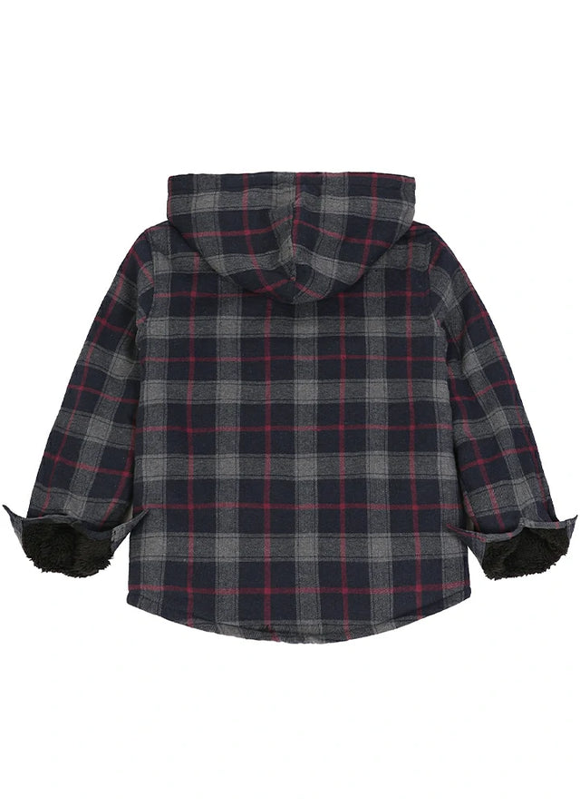 Boys Full Zip Up Sherpa Lined Plaid Flannel Jacket