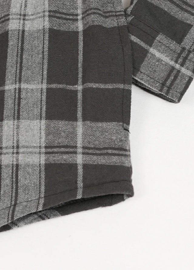 Boys Full Zip Up Sherpa Lined Plaid Flannel Jacket