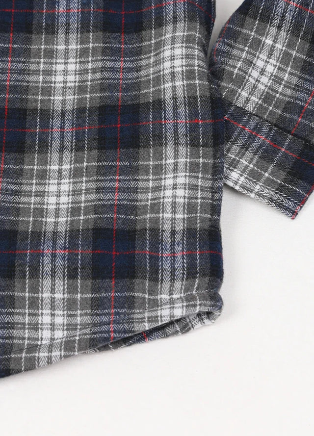 Boys Full Zip Up Sherpa Lined Plaid Flannel Jacket