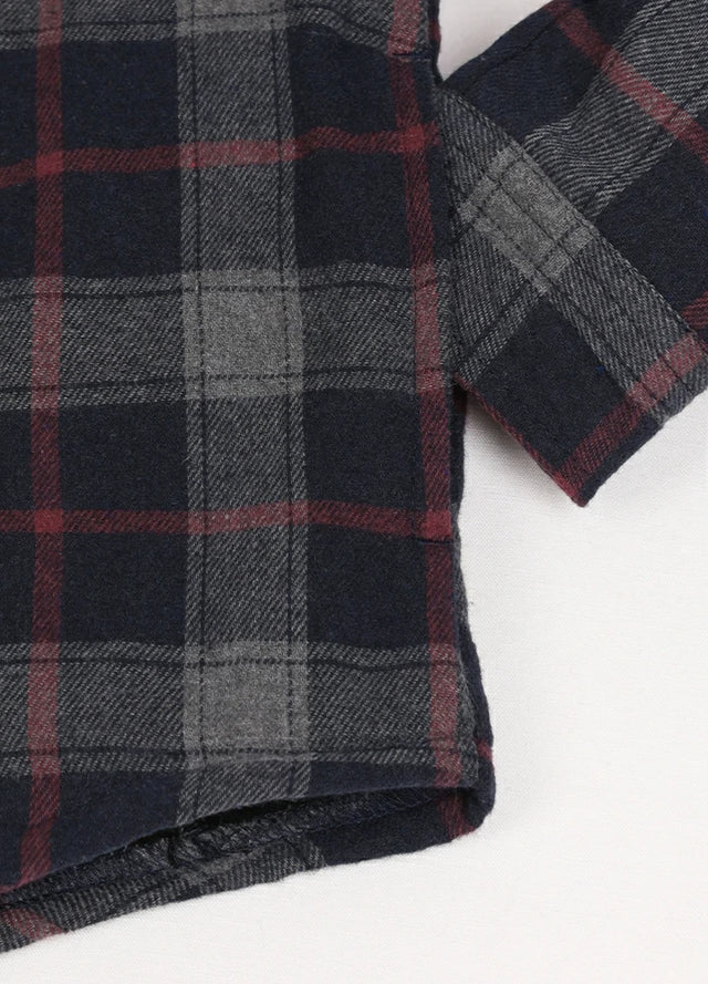 Boys Full Zip Up Sherpa Lined Plaid Flannel Jacket