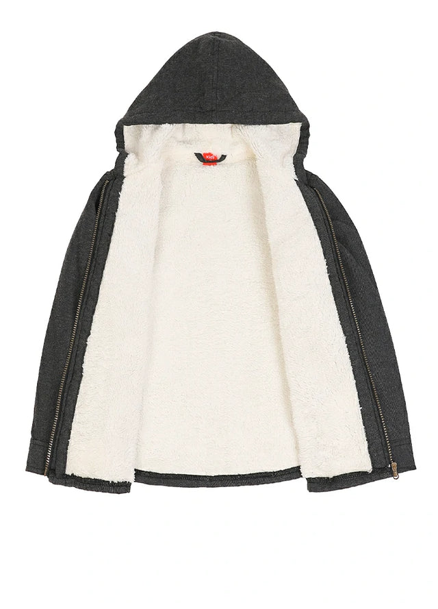 Boys Full Zip Up Sherpa Lined Plaid Flannel Jacket