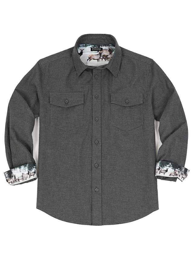 Men's Wildlife Adventure Solid Flannel Shirt