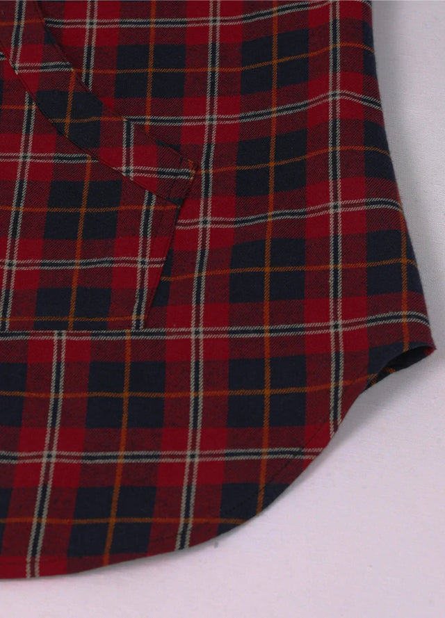 Women's Quarter Zip Flannel Shirt with Kangaroo Pocket