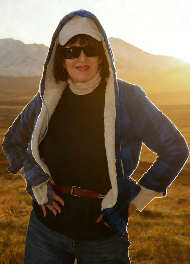 Women's Sherpa Lined Flannel Jacket with Hood, Button Up Plaid