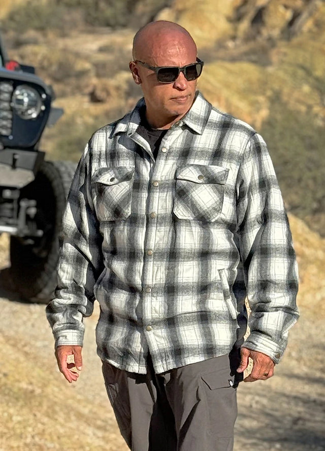Men's Snap Front Sherpa Lined Flannel Shirt Jacket