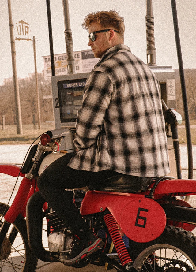 Men's Snap Front Sherpa Lined Flannel Shirt Jacket