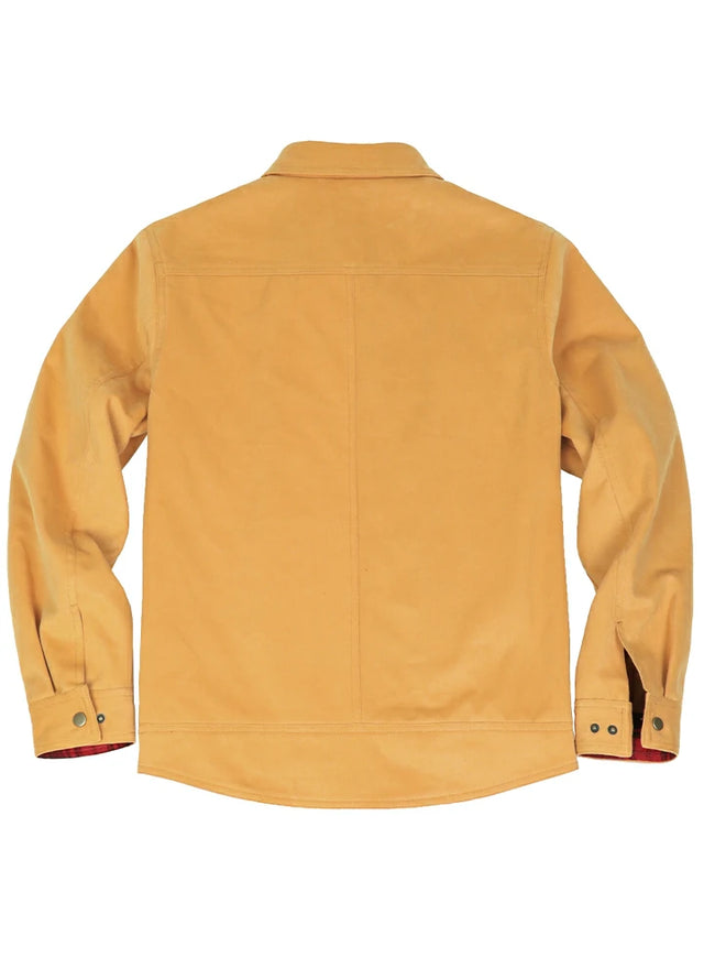 Back view of the yellow men's casual flannel lined jacket