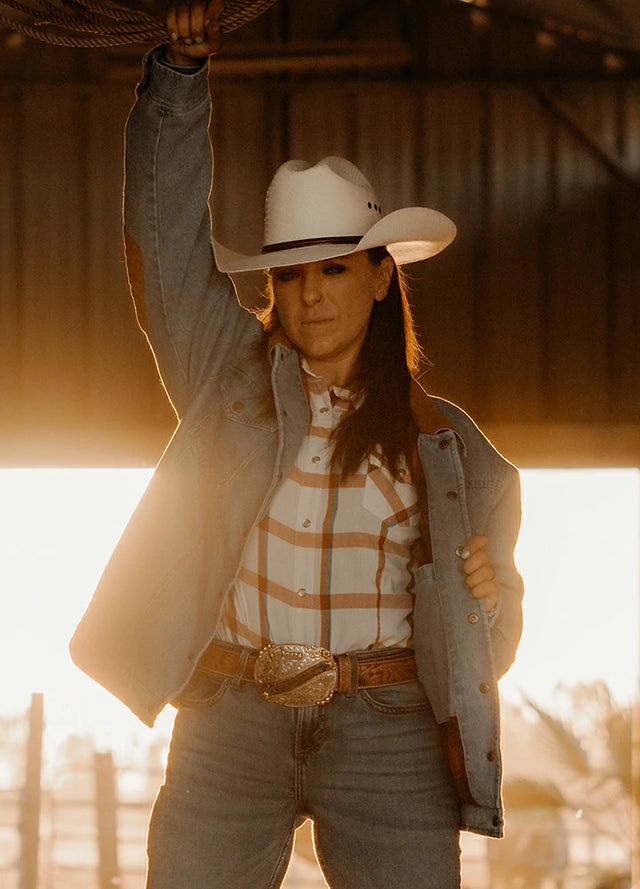 Cowboy-Jeansjacke mit Flanellfutter für Herren