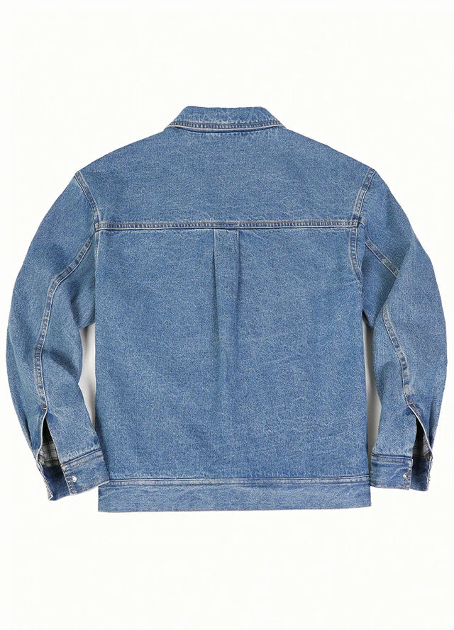 Men's Snap Button Denim Flannel Lined Jacket