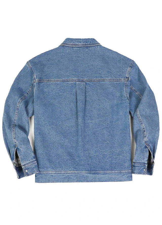 Men's Snap Button Denim Flannel Lined Jacket