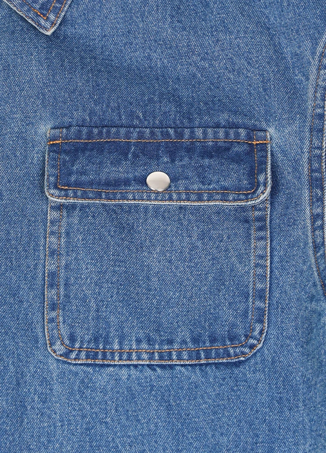 Men's Snap Button Denim Flannel Lined Jacket