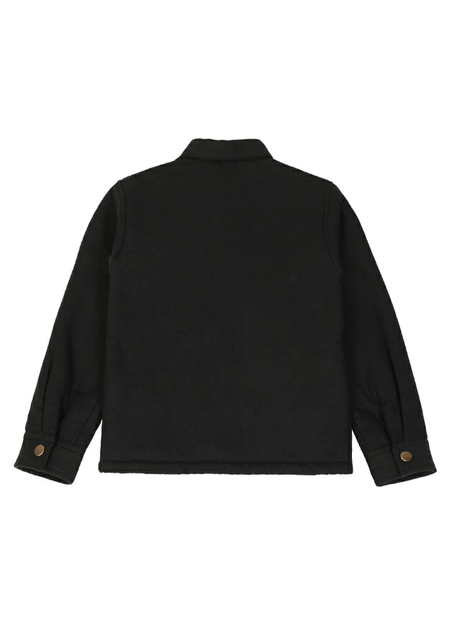 Children's black flannel shirt back view