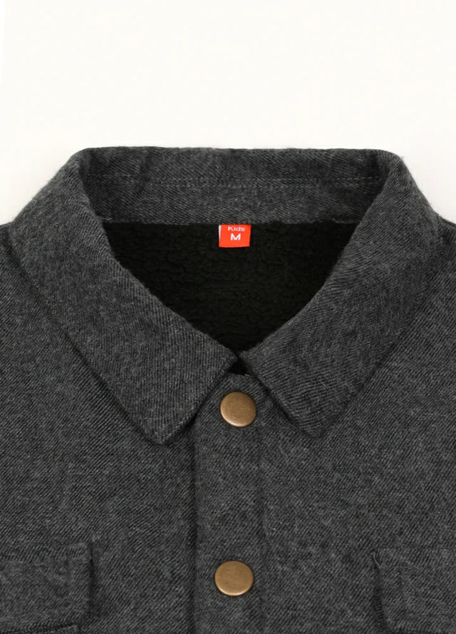 Children's Dark Grey shirt collar flannel jacket