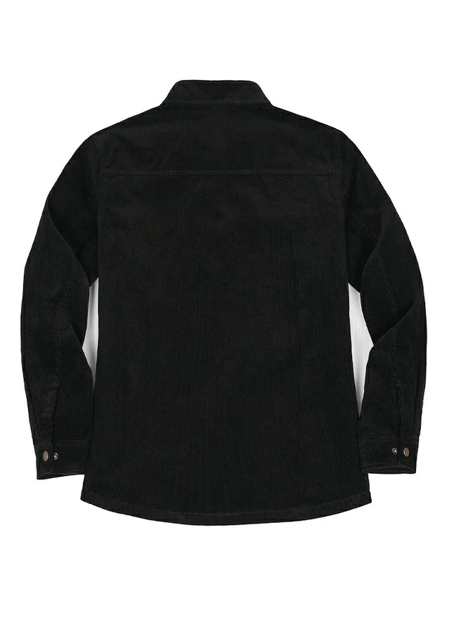 Women's Boyfriend Fit Flannel-Lined Long-Sleeve Corduroy Shirt Jacket