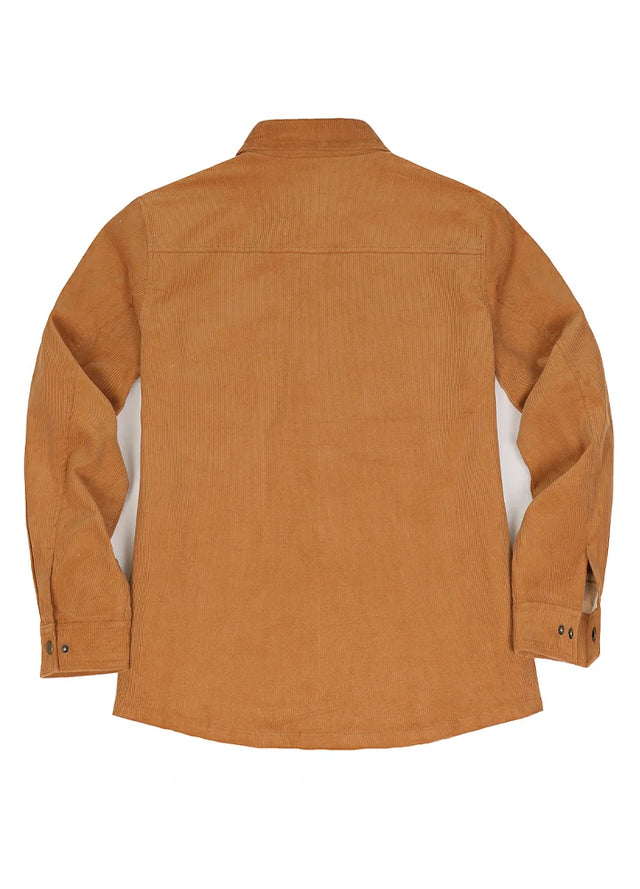 Women's Boyfriend Fit Flannel-Lined Long-Sleeve Corduroy Shirt Jacket